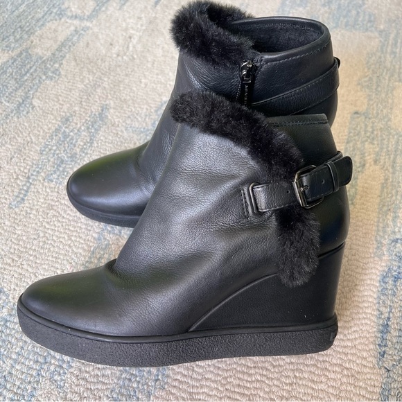 AQUATALIA LEATHER CAMERON FUR TRIM WEDGE BOOTIES SIZE 9 EUC - Picture 5 of 13